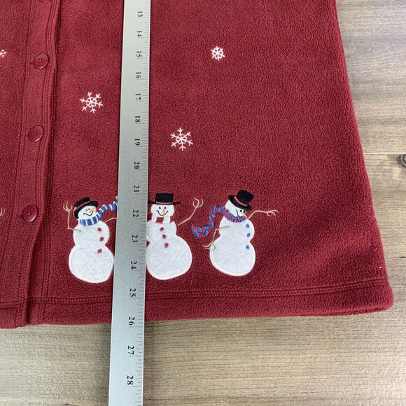 Croft & Barrow Sports Womens Fleece Cardigan Sweater Plus Sz 1X Snowman Mahogany - Picture 5 of 9